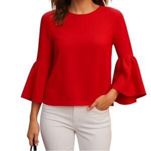 Zara Woman Red Bell Sleeve Blouse - Size M
